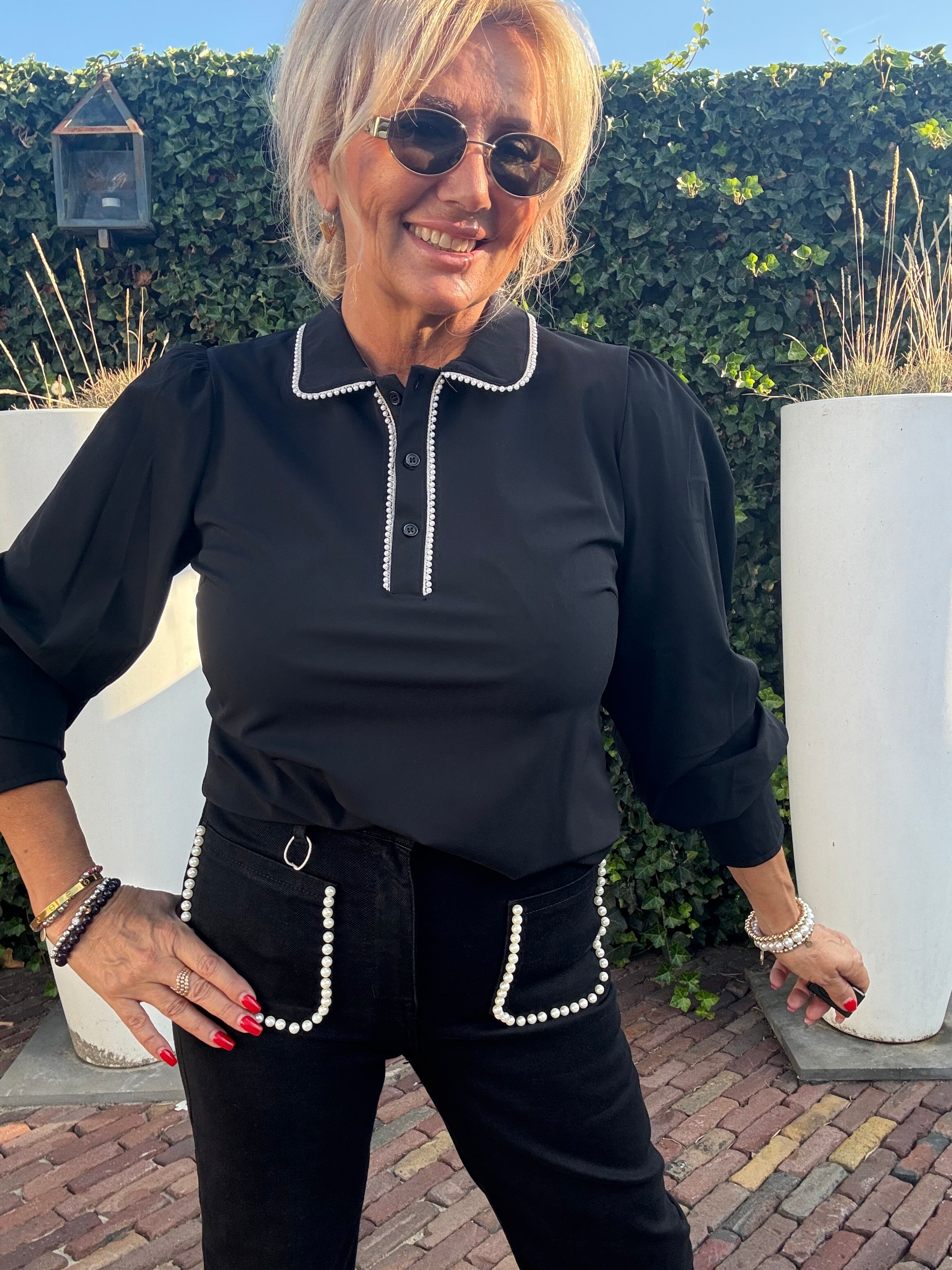 Jeans Broek Zwart Pearls